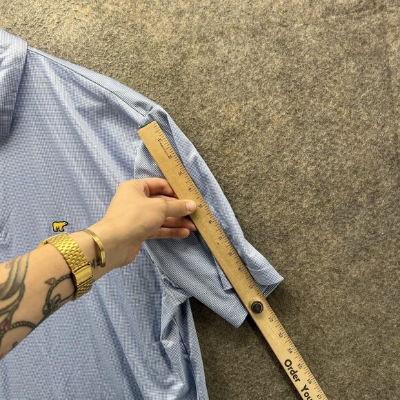 Jack Nicklaus Polo Shirt Mens XL Light Blue Check Golf Performance Short Sleeve - Picture 4 of 10